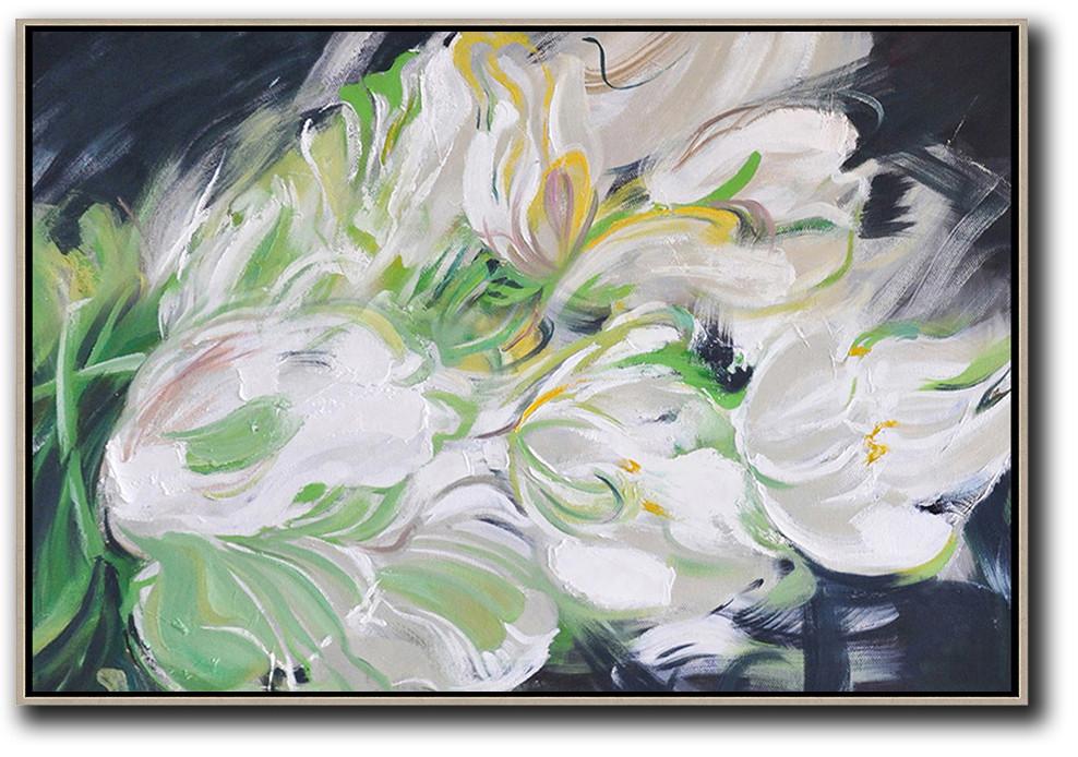Horizontal Abstract Flower Painting #LX29C